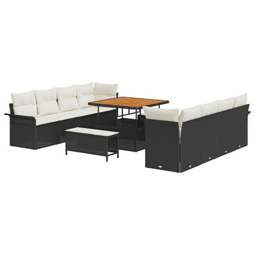 vidaXL Ensemble de canapés de jardin avec coussins 11 pcs Noir Résine tressée