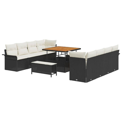 vidaXL Ensemble de canapés de jardin avec coussins 11 pcs Noir Résine tressée