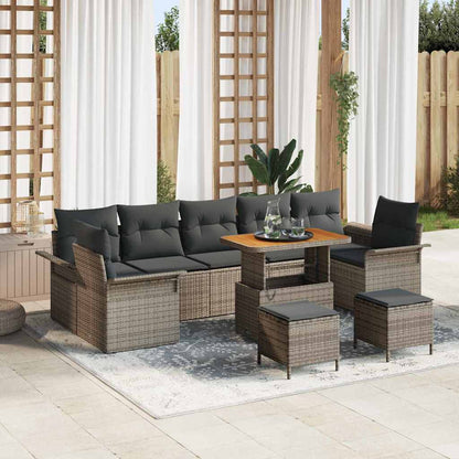 vidaXL Salon de jardin avec coussins 10 pcs Gris résine tressée