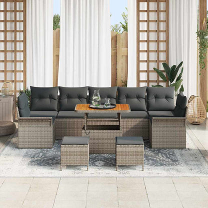 vidaXL Salon de jardin avec coussins 10 pcs Gris résine tressée