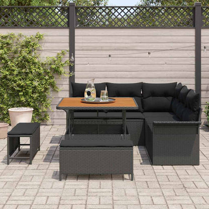 vidaXL Salon de jardin avec coussins 8 pcs Noir Résine tressée