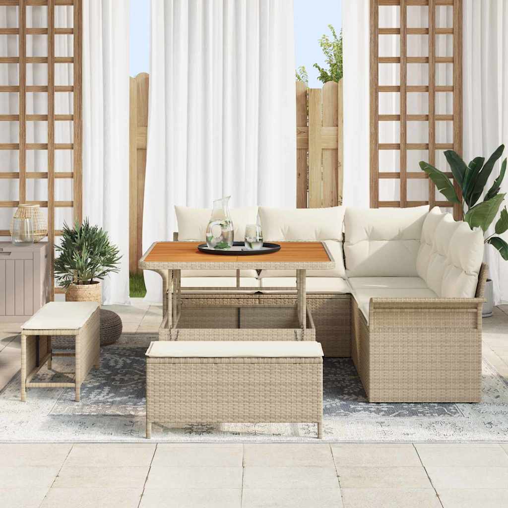 vidaXL Salon de jardin avec coussins 8 pcs Beige Résine tressée
