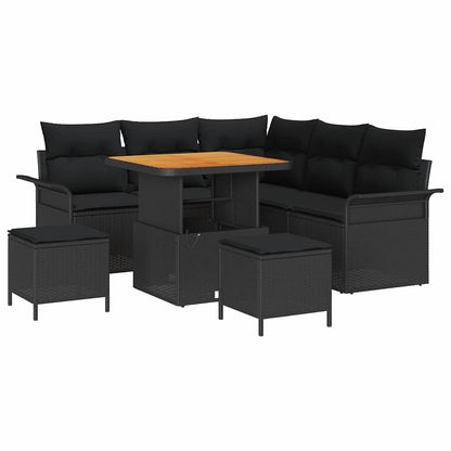 vidaXL Salon de jardin avec coussins 8 pcs Noir Résine tressée