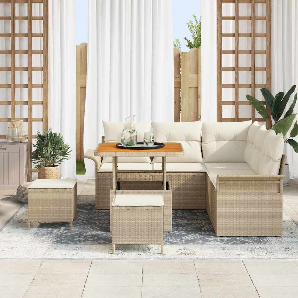 vidaXL Salon de jardin avec coussins 8 pcs Beige Résine tressée