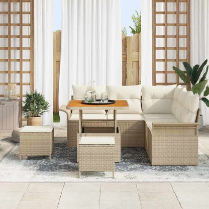 vidaXL Salon de jardin avec coussins 8 pcs Beige Résine tressée