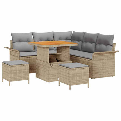 Gartensofa-set mit Kissen 8 pcs Beige Poly-Rattan