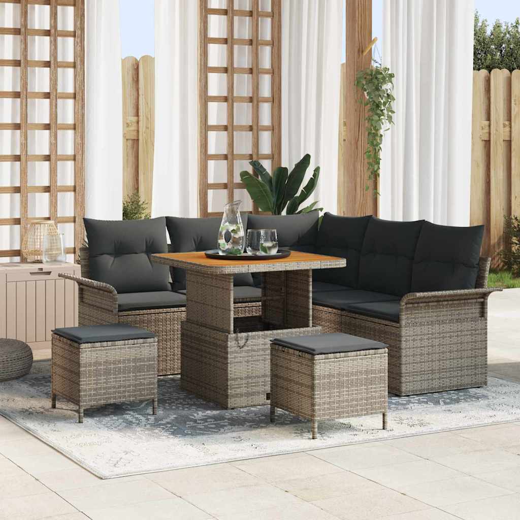 vidaXL Salon de jardin avec coussins 8 pcs Gris résine tressée