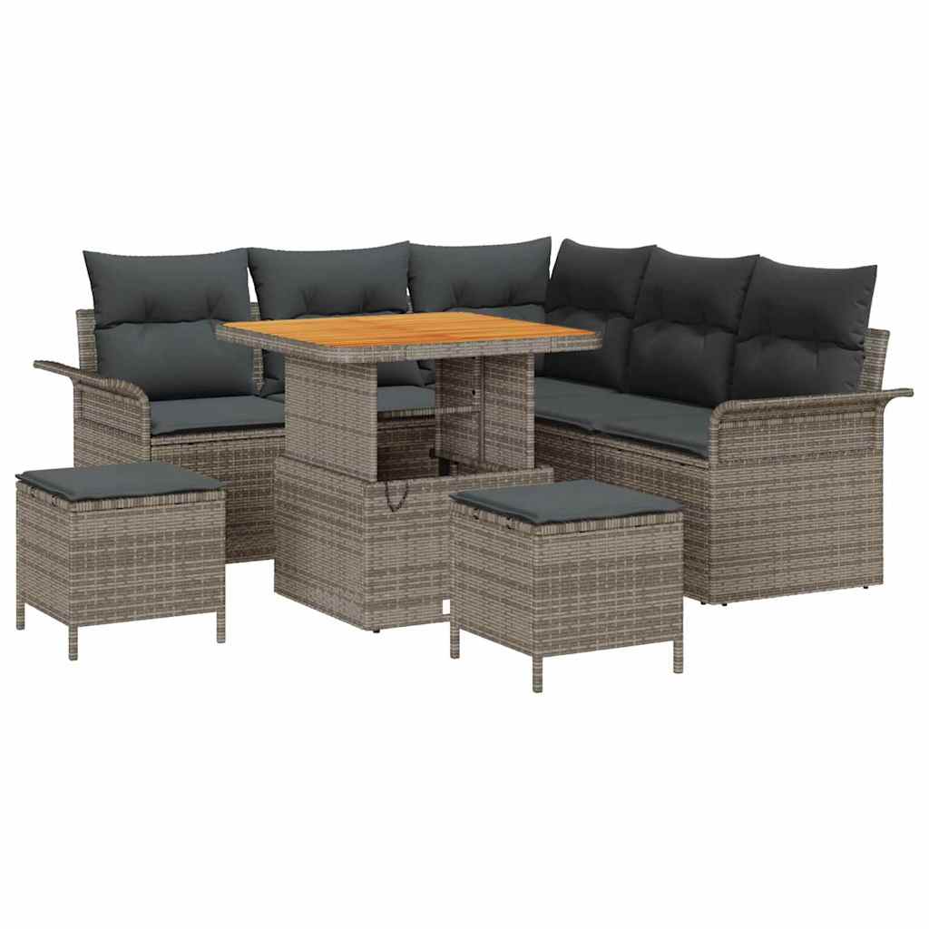 vidaXL Salon de jardin avec coussins 8 pcs Gris résine tressée