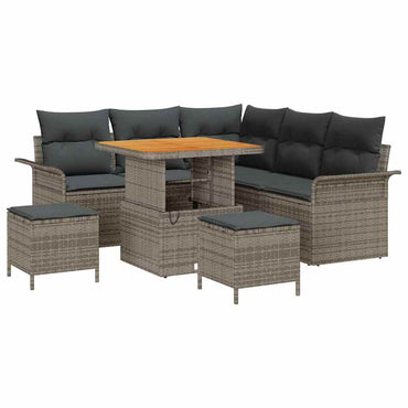vidaXL Salon de jardin avec coussins 8 pcs Gris résine tressée