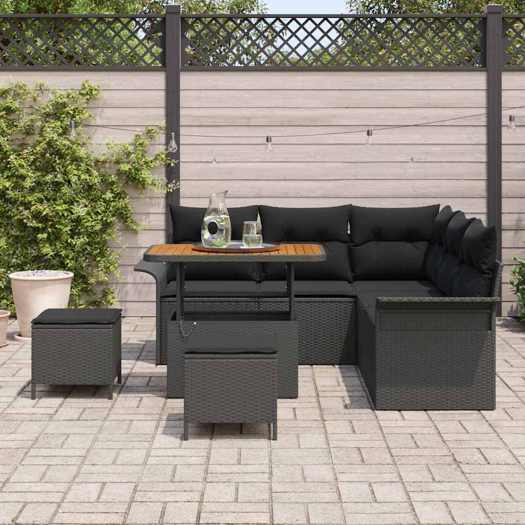 vidaXL Salon de jardin avec coussins 8 pcs Noir Résine tressée