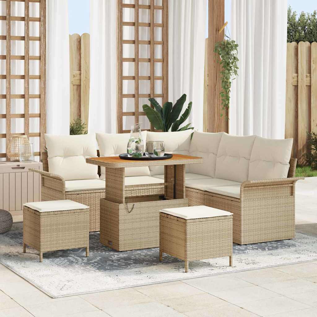 vidaXL Salon de jardin avec coussins 8 pcs Beige Résine tressée