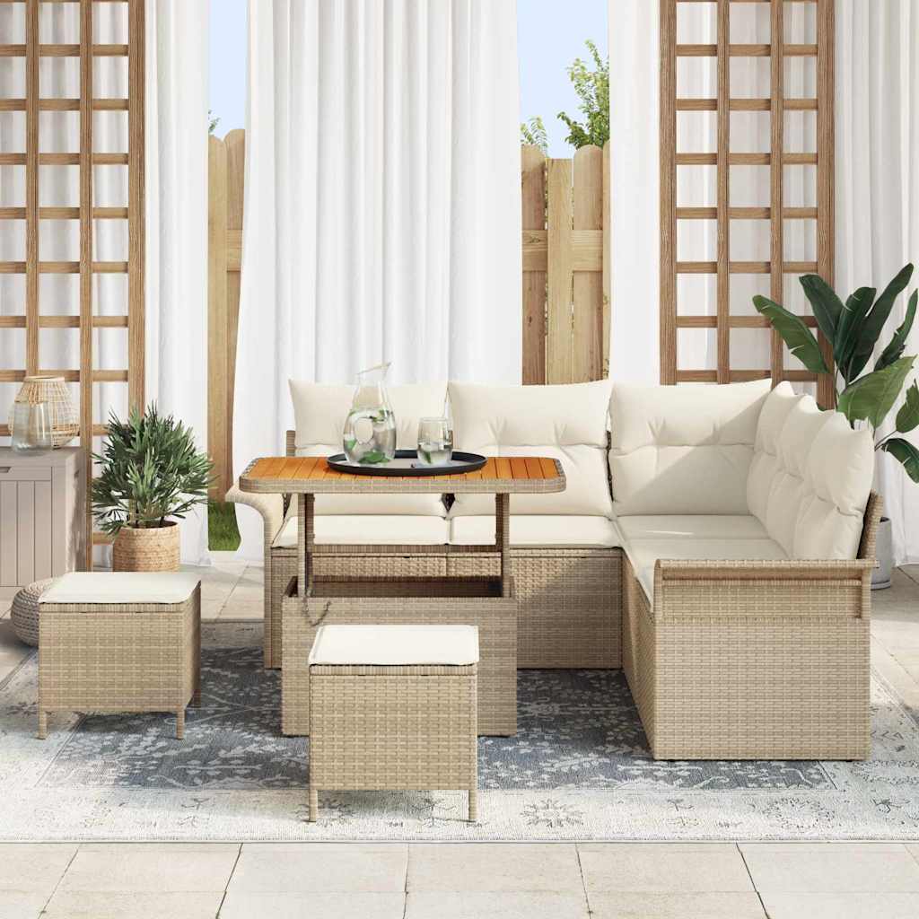 vidaXL Salon de jardin avec coussins 8 pcs Beige Résine tressée