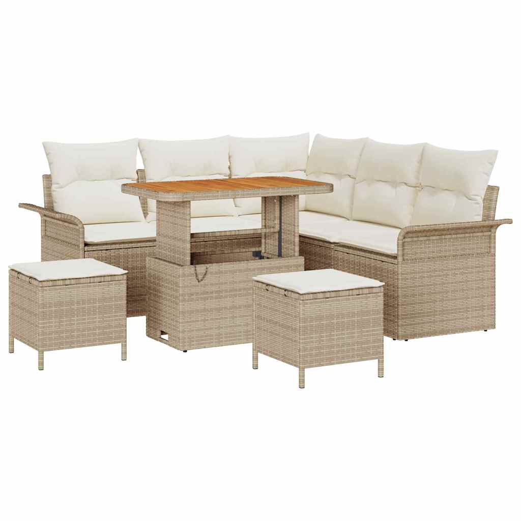 vidaXL Salon de jardin avec coussins 8 pcs Beige Résine tressée