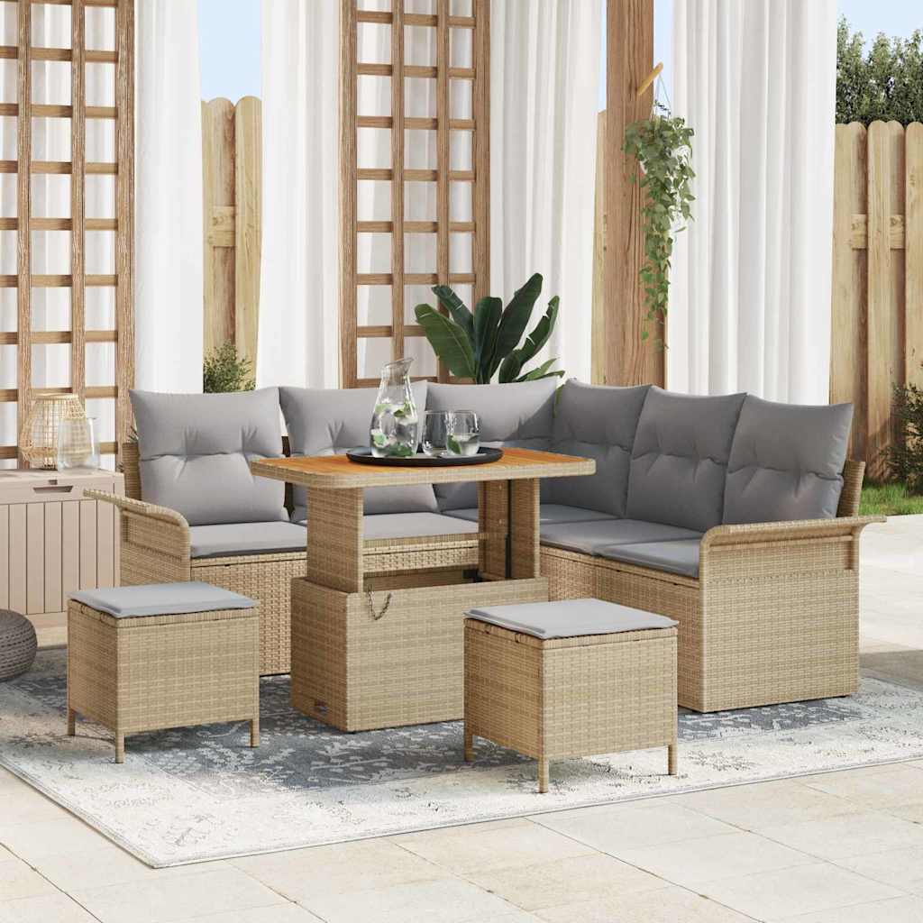 vidaXL Salon de jardin avec coussins 8 pcs Beige Résine tressée