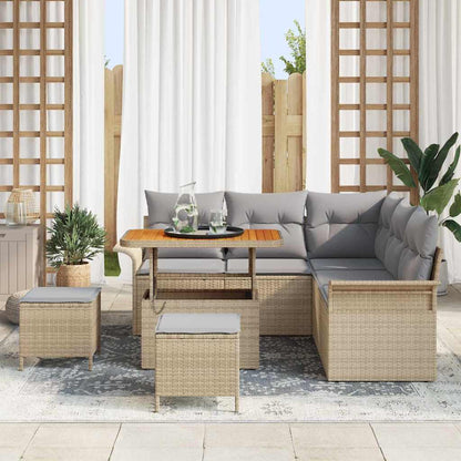 vidaXL Salon de jardin avec coussins 8 pcs Beige Résine tressée
