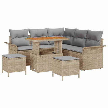 vidaXL Salon de jardin avec coussins 8 pcs Beige Résine tressée