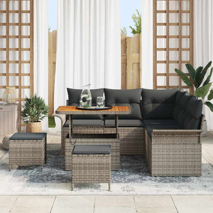 vidaXL Salon de jardin avec coussins 8 pcs Gris résine tressée