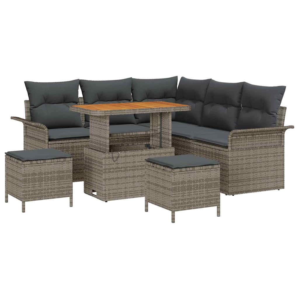vidaXL Salon de jardin avec coussins 8 pcs Gris résine tressée