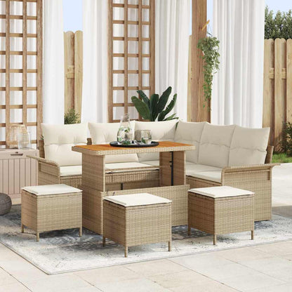 vidaXL Ensemble de canapés de jardin avec coussins 9 pcs Beige Résine tressée