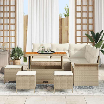 vidaXL Ensemble de canapés de jardin avec coussins 9 pcs Beige Résine tressée