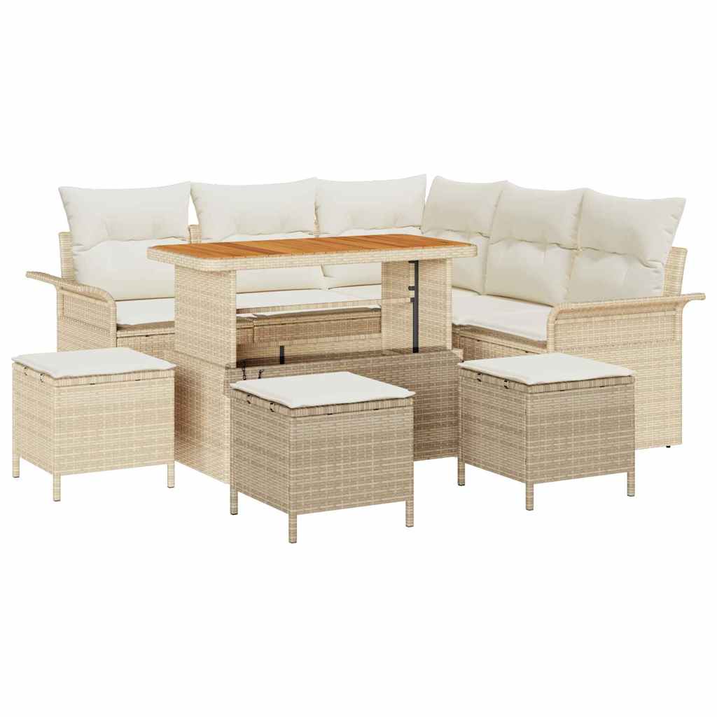 vidaXL Ensemble de canapés de jardin avec coussins 9 pcs Beige Résine tressée