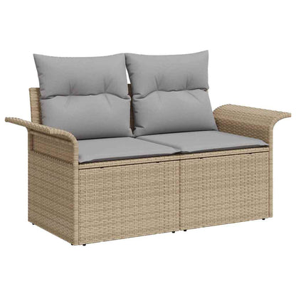Gartensofa-set mit Kissen 9 pcs Beige Poly-Rattan