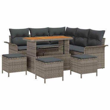 vidaXL Salon de jardin avec coussins 9 pcs Gris Résine tressée