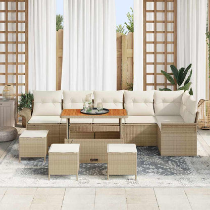 vidaXL Salon de jardin avec coussins 10 pcs Beige résine tressée