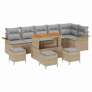 vidaXL Salon de jardin avec coussins 10 pcs Beige résine tressée