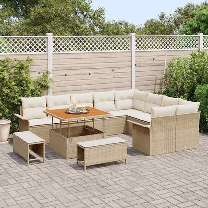 vidaXL Ensemble de canapés de jardin avec coussins 12 pcs Beige Poly-rotin