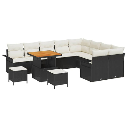 Gartensofa-set mit Kissen 12 pcs Schwarz Poly-Rattan