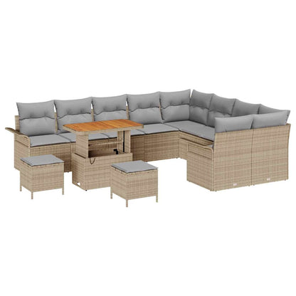 Gartensofa-set mit Kissen 12 pcs Beige Poly-Rattan