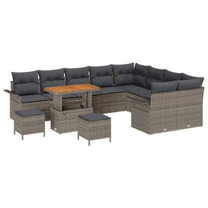 Gartensofa-set mit Kissen 12 pcs Grau Poly-Rattan