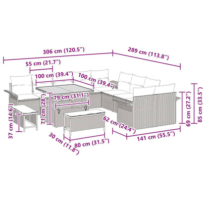 vidaXL Salon de jardin avec coussins 13 pcs Beige résine tressée