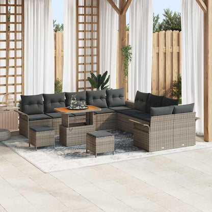 Gartensofa-set mit Kissen 13 pcs Grau Poly-Rattan