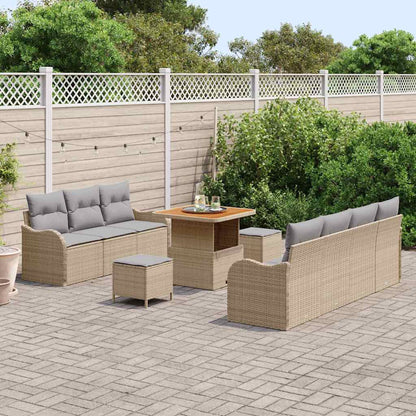 Gartensofa-set mit Kissen 10 pcs Beige Poly-Rattan
