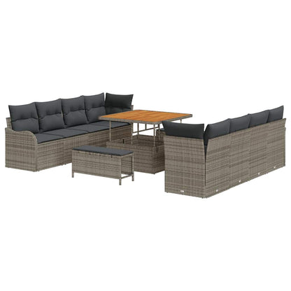 Gartensofa-set mit Kissen 11 pcs Grau Poly-Rattan