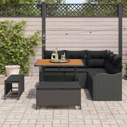 vidaXL Salon de jardin avec coussins 8 pcs Noir Résine tressée