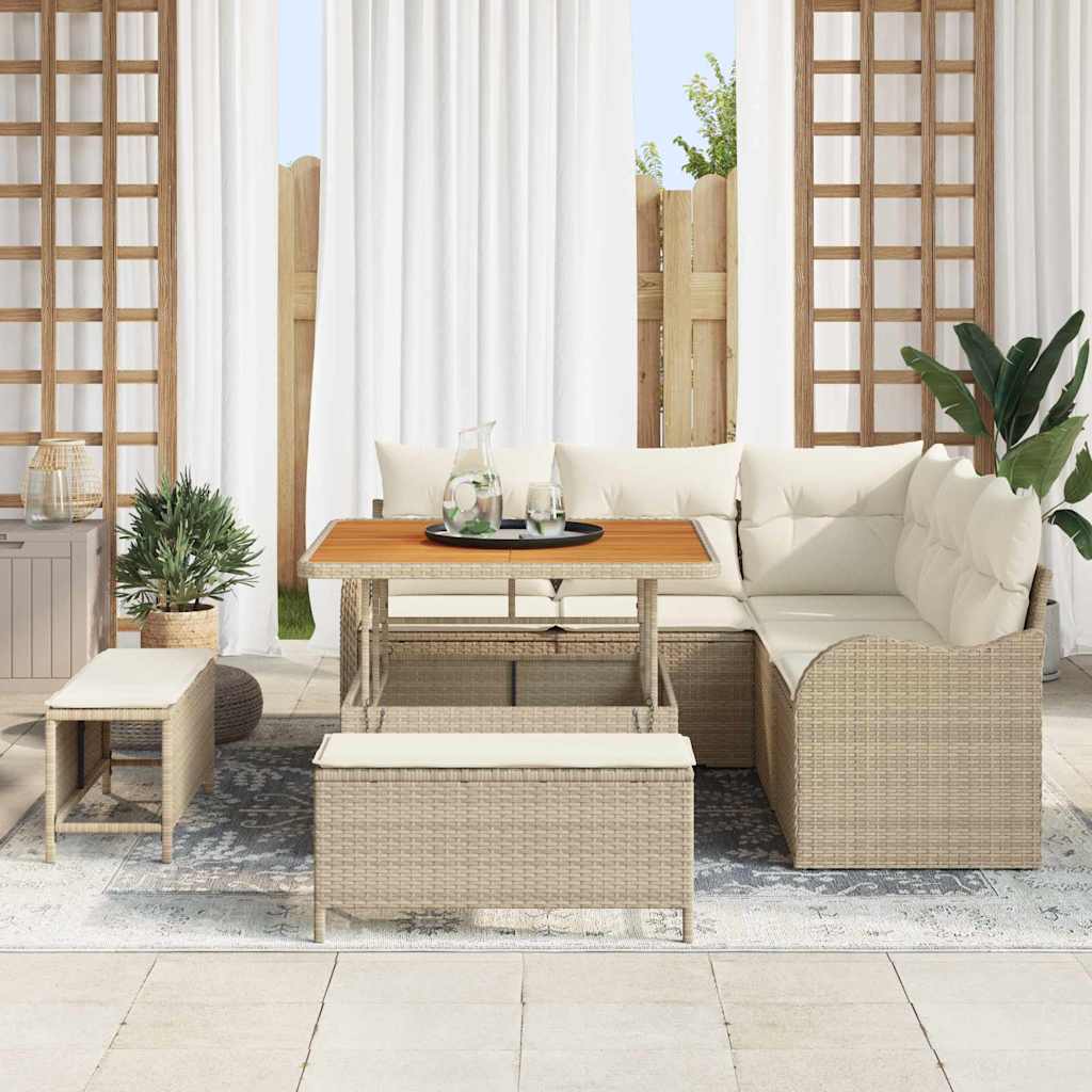 vidaXL Salon de jardin avec coussins 8 pcs Beige Résine tressée