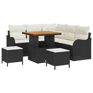 vidaXL Salon de jardin avec coussins 8 pcs Noir Résine tressée