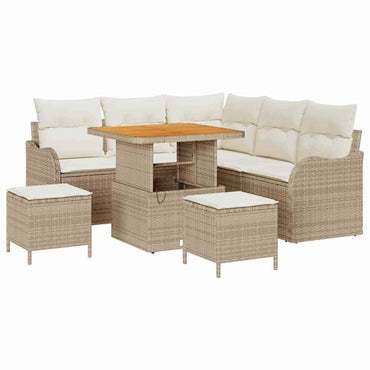 vidaXL Salon de jardin avec coussins 8 pcs Beige Résine tressée