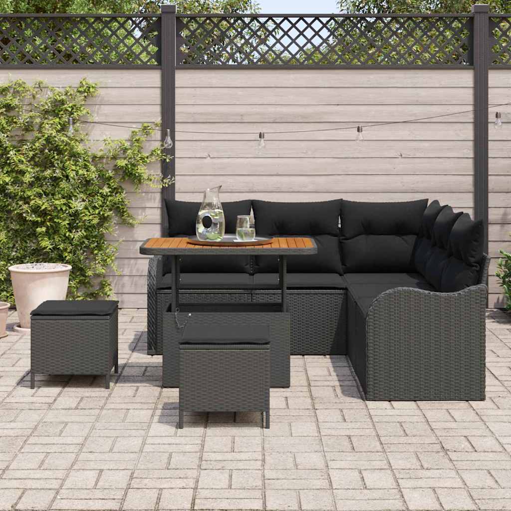 vidaXL Salon de jardin avec coussins 8 pcs Noir Résine tressée