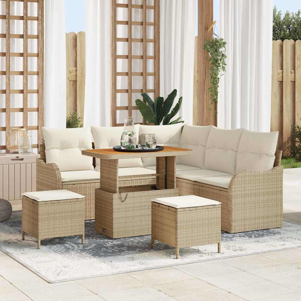 vidaXL Salon de jardin avec coussins 8 pcs Beige Résine tressée