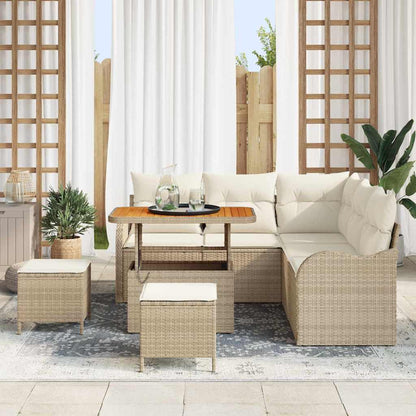 vidaXL Salon de jardin avec coussins 8 pcs Beige Résine tressée