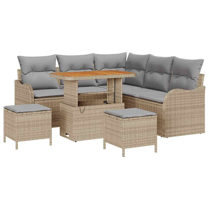 Gartensofa-set mit Kissen 8 pcs Beige Poly-Rattan