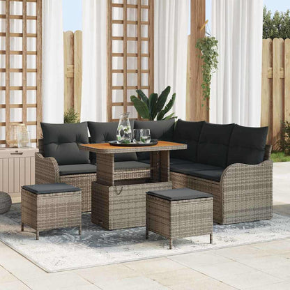 Gartensofa-set mit Kissen 8 pcs Grau Poly-Rattan