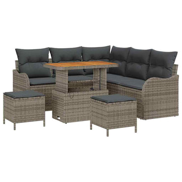 vidaXL Gartensofa-set mit Kissen 8 pcs Grau Poly-Rattan
