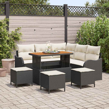 vidaXL Salon de jardin avec coussins 9 pcs Résine tressée noir