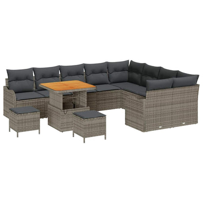 Gartensofa-set mit Kissen 12 pcs Grau Poly-Rattan