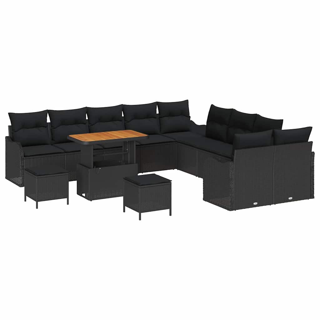 Garten-Sofa-Set 13 pcs Schwarz Poly-Rattan